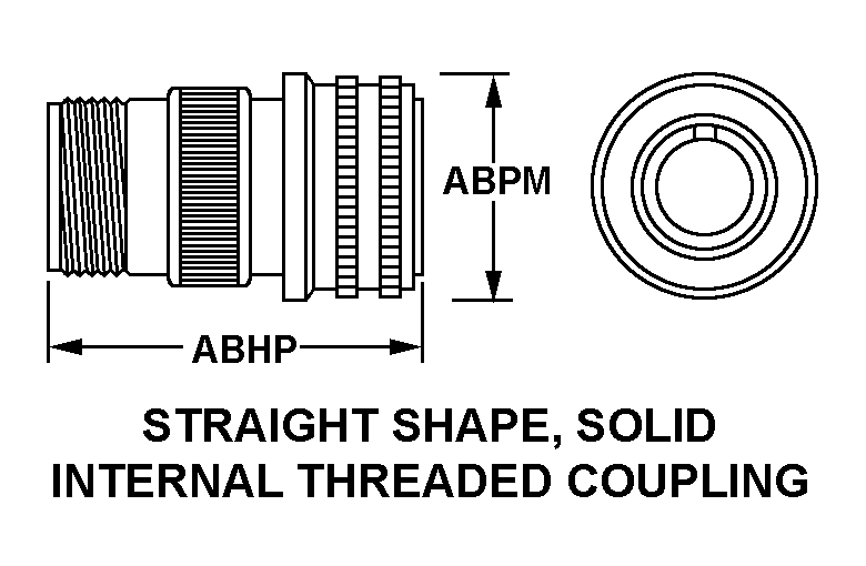 STRAIGHT SHAPE, SOLID INTERNAL THREADED COUPLING style nsn 5935-01-097-9571