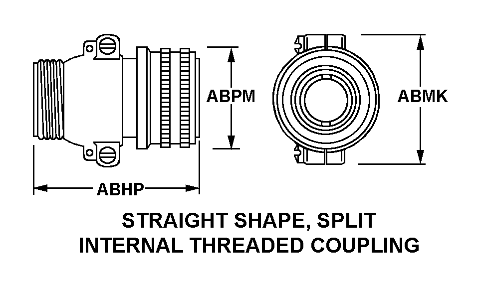 STRAIGHT SHAPE, SPLIT INTERNAL THREADED COUPLING style nsn 5935-01-471-9453