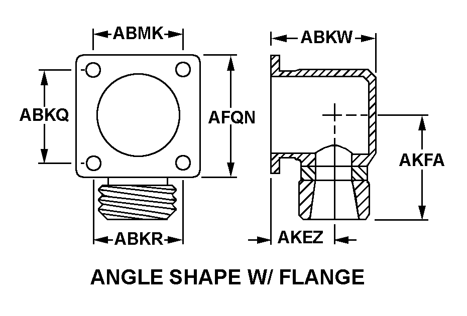 ANGLE SHAPE W/FLANGE style nsn 5935-00-073-3586