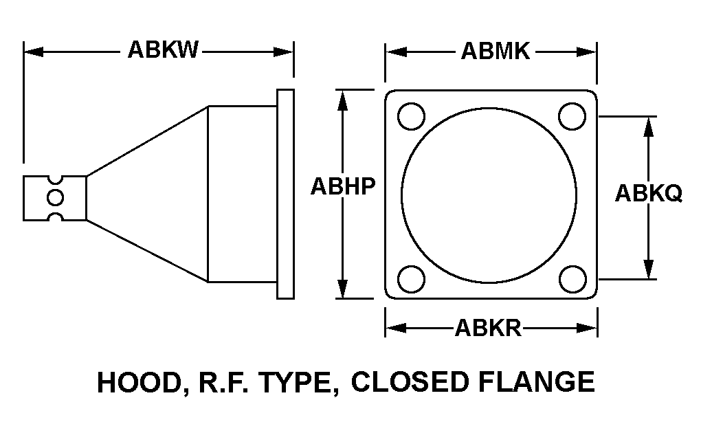 HOOD, R.F. TYPE, CLOSED FLANGE style nsn 5935-00-283-1207