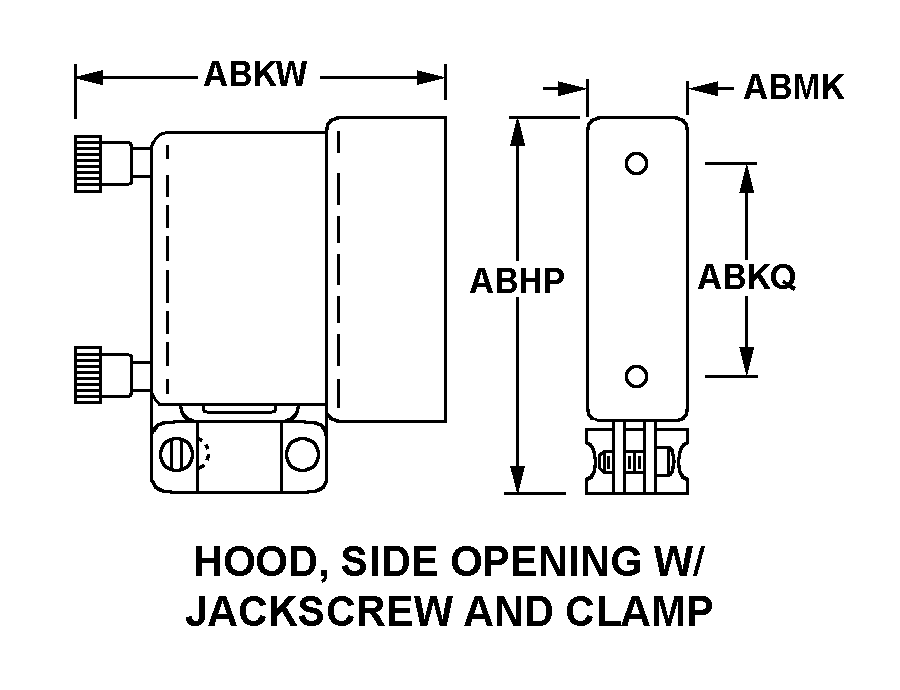 HOOD, SIDE OPENING W/JACKSCREW AND CLAMP style nsn 5935-00-166-9804