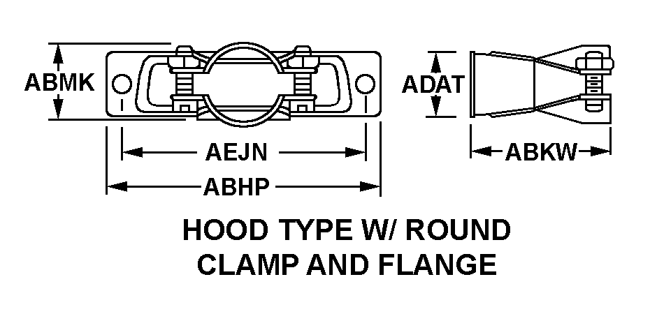 HOOD TYPE W/ROUND CLAMP AND FLANGE style nsn 5935-01-262-9087