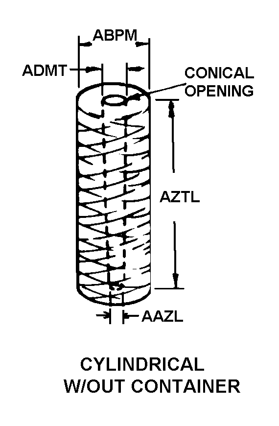 CYLINDRICAL W/OUT CONTAINER style nsn 4730-00-234-2726