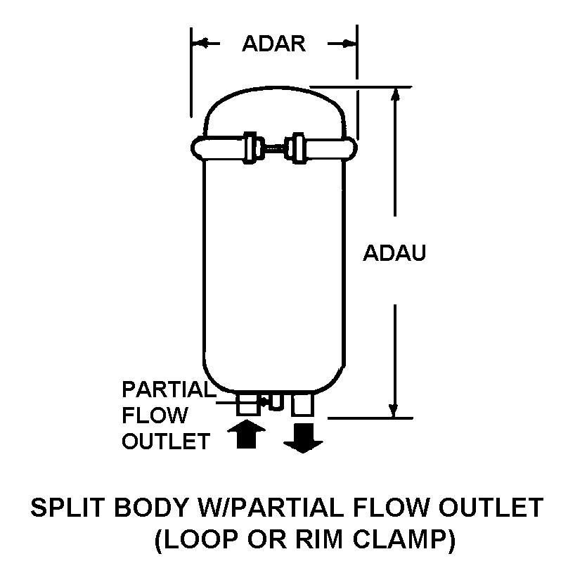 SPLIT BODY W/ PARTIAL FLOW OUTLET (LOOP OR RIM CLAMP) style nsn 4330-01-364-0183