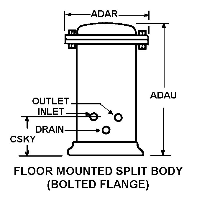 FLOOR MOUNTED SPLIT BODY (BOLTED FLANGE) style nsn 4330-01-333-5921