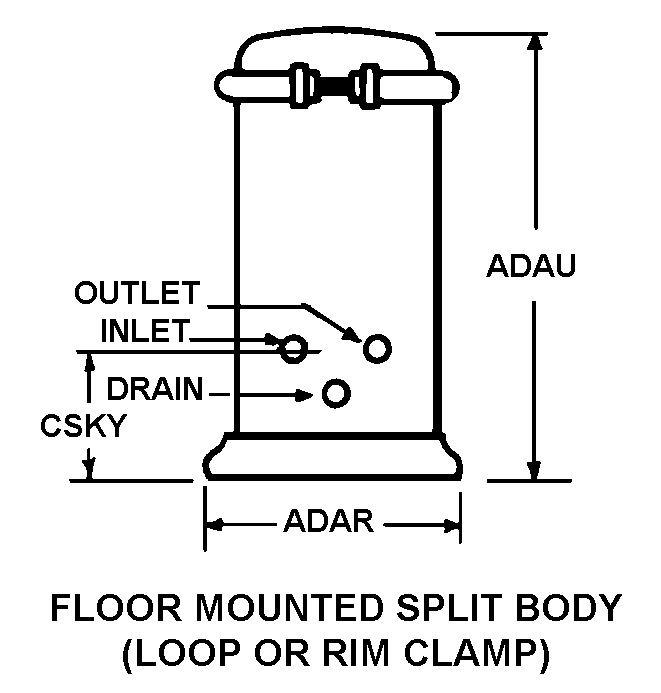 FLOOR MOUNTED SPLIT BODY (LOOP OR RIM CLAMP) style nsn 4330-01-349-4010