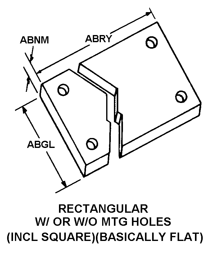 RECTANGULAR W/ OR W/O MTG HOLES (INCL SQUARE)(BASICALLY FLAT) style nsn 4730-01-230-1967