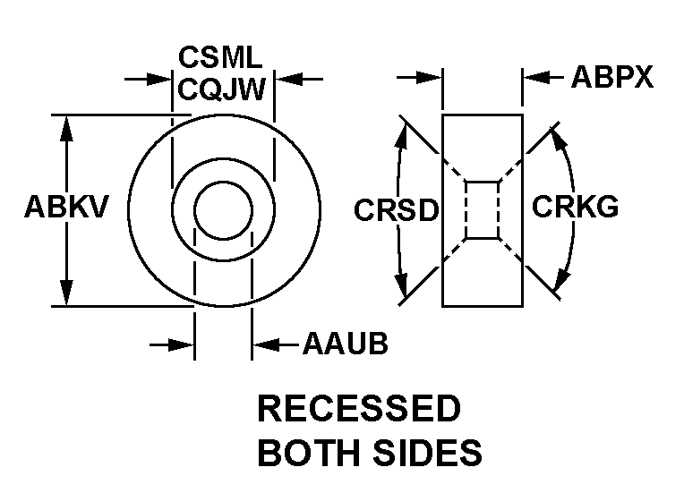 RECESSED BOTH SIDES style nsn 5310-00-136-1606