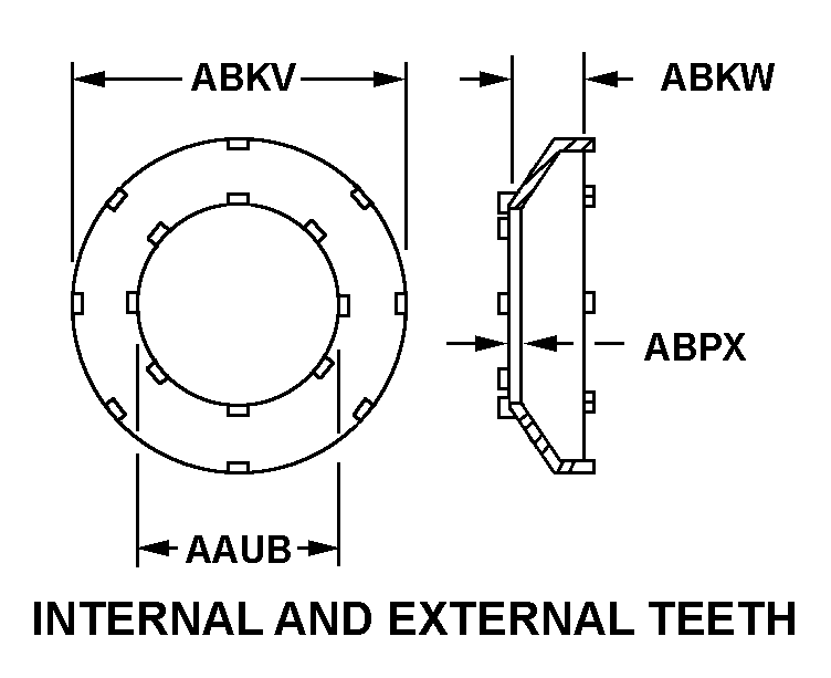 INTERNAL AND EXTERNAL TEETH style nsn 5310-00-962-1477