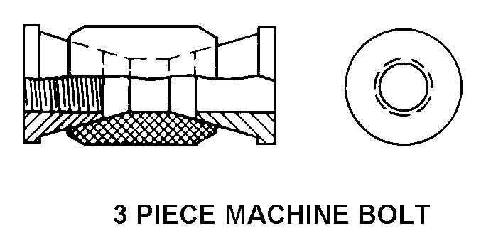 3 PIECE MACHINE BOLT style nsn 5340-00-985-0719