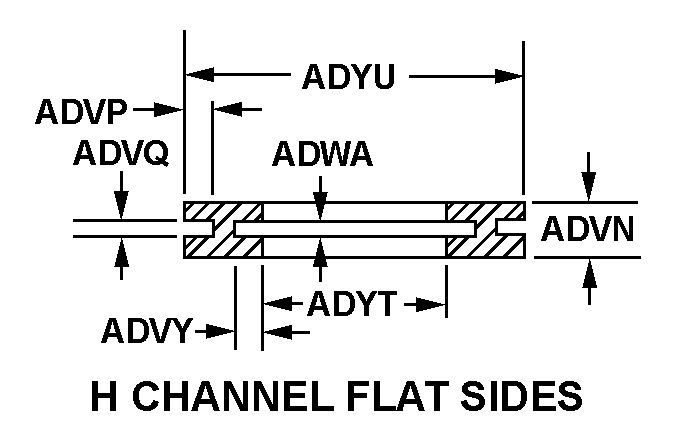 H CHANNEL FLAT SIDES style nsn 5330-00-861-0924
