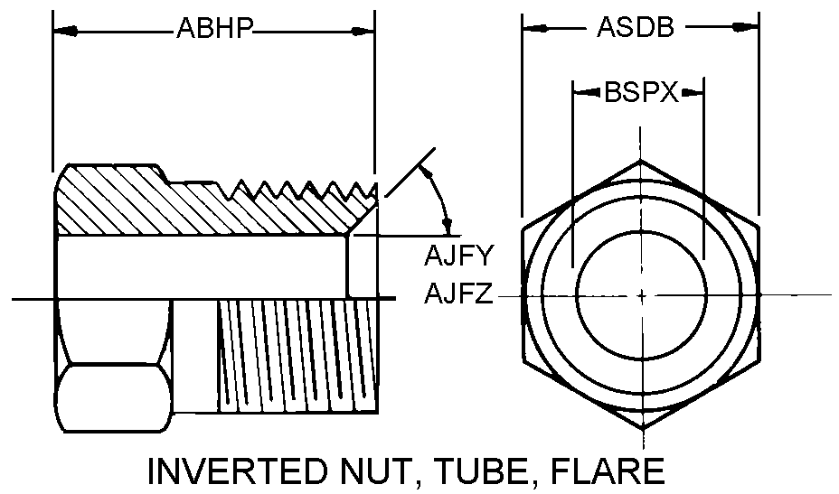 INVERTED NUT, TUBE, FLARE style nsn 4730-00-014-2430