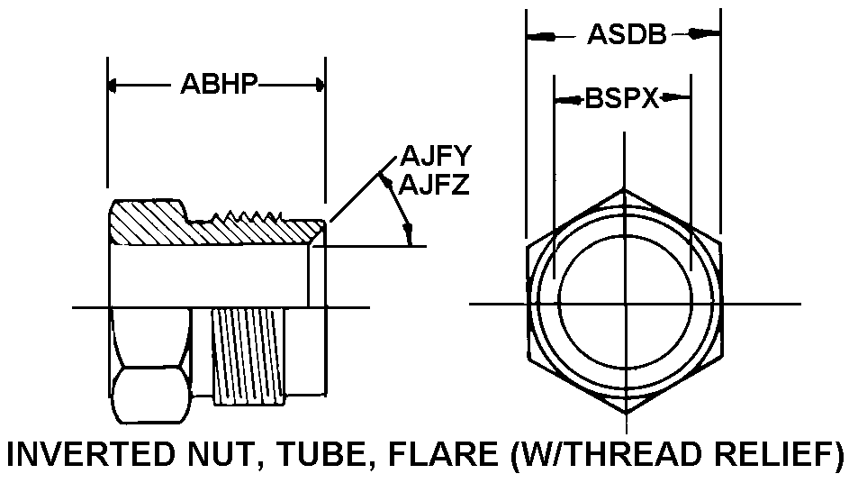 INVERTED NUT, TUBE, FLARE style nsn 4730-00-014-2430