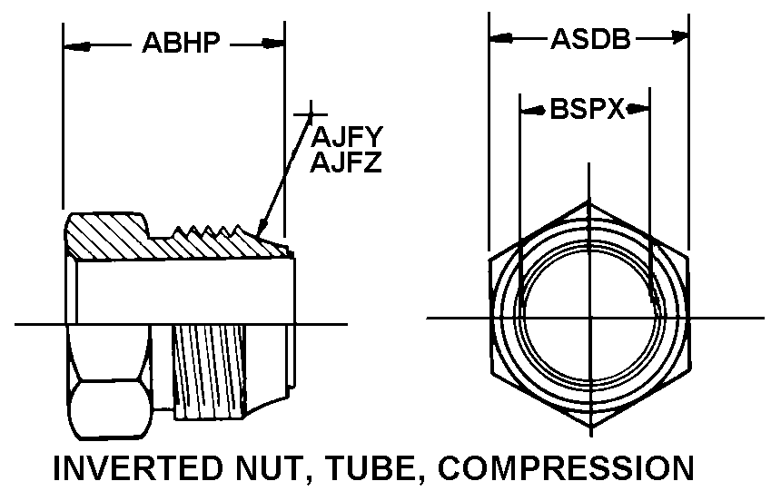 INVERTED NUT, TUBE, COMPRESSION style nsn 4730-01-044-2680
