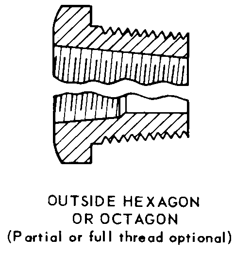 OUTSIDE HEXAGON OR OCTAGON (PARTIAL OR FULL THREAD OPTIONAL) style nsn 4730-01-644-2113