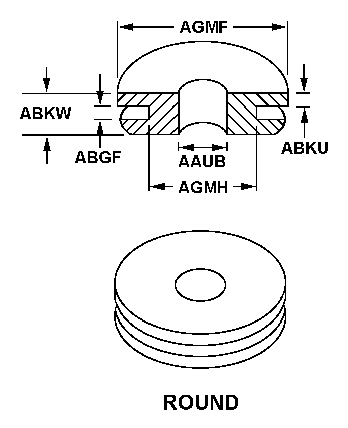 ROUND style nsn 5325-01-164-8652