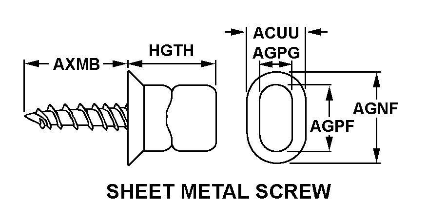 SHEET METAL SCREW style nsn 5325-00-285-3347