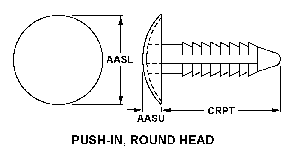 PUSH-IN, ROUND HEAD style nsn 5325-01-399-0437