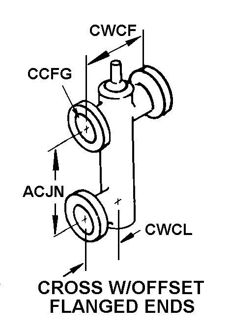 CROSS W/OFFSET FLANGED ENDS style nsn 4810-01-243-1099