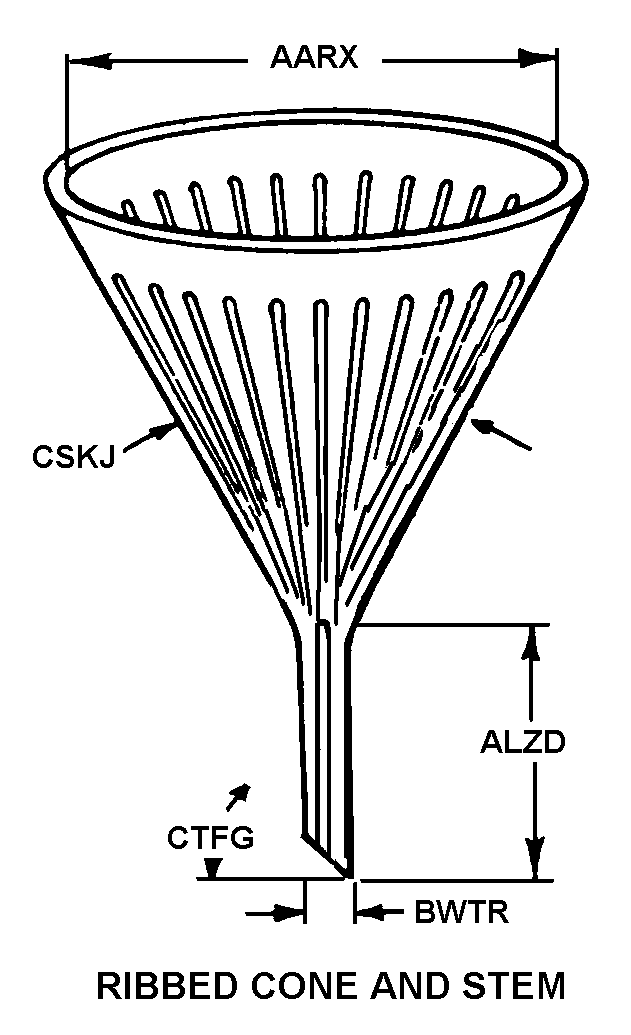 RIBBED CONE AND STEM style nsn 6640-00-063-7035