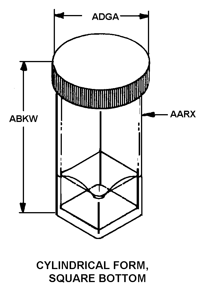 CYLINDRICAL FORM, SQUARE BOTTOM style nsn 6640-01-170-1182