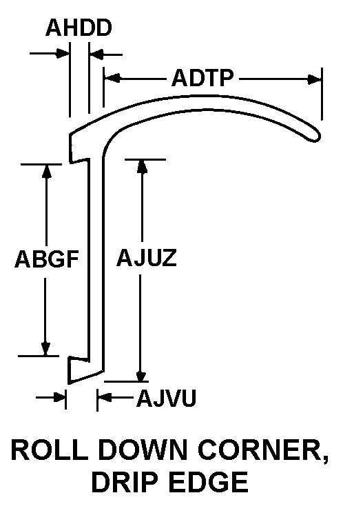 ROLL DOWN CORNER, DRIP EDGE style nsn 1680-01-116-6984