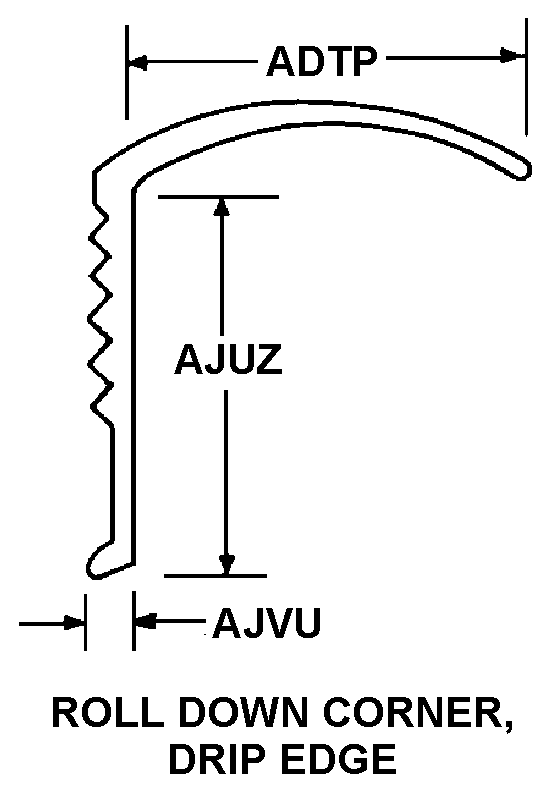 ROLL DOWN CORNER, DRIP EDGE style nsn 1680-01-116-6984