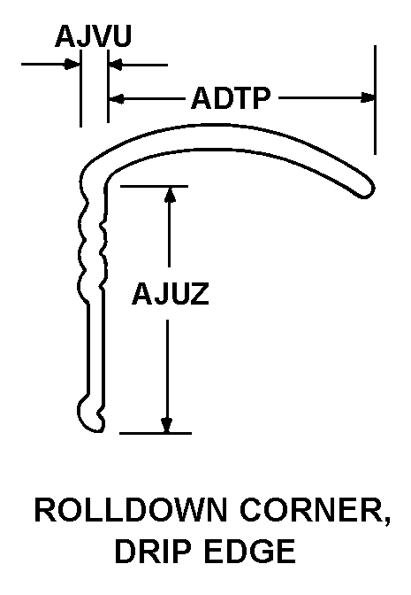 ROLL DOWN CORNER, DRIP EDGE style nsn 1680-01-116-6984