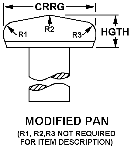 MODIFIED PAN (R1, R2, R3 NOT REQUIRED FOR ITEM DESCRIPTION) style nsn 5315-01-432-4334