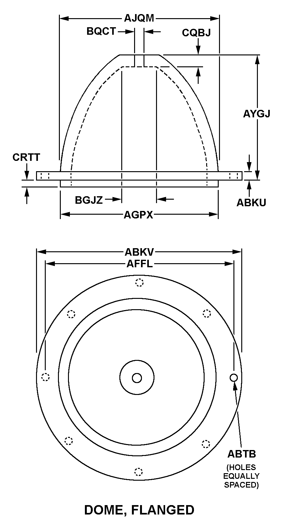 DOME, FLANGED style nsn 5970-00-810-9256
