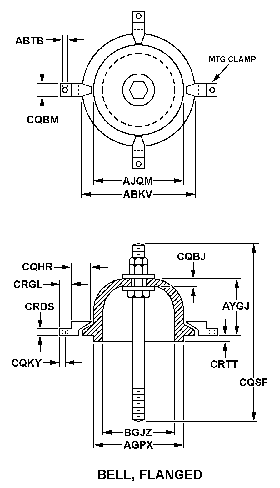 BELL, FLANGED style nsn 5970-01-097-7201