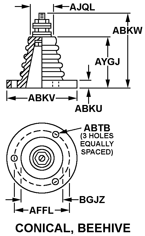 CONICAL, BEEHIVE style nsn 5970-00-117-4938