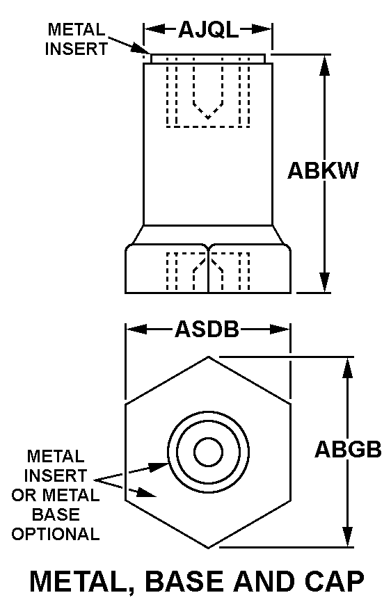 METAL, BASE AND CAP style nsn 5970-00-144-1621