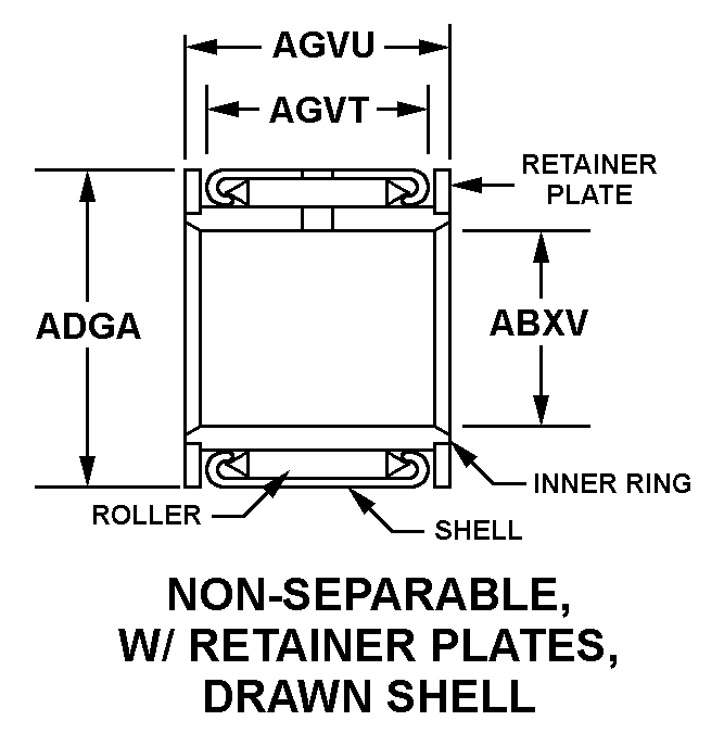 NON-SEPARABLE, WITH RETAINER PLATES, DRAWN SHELL style nsn 3110-00-227-2793