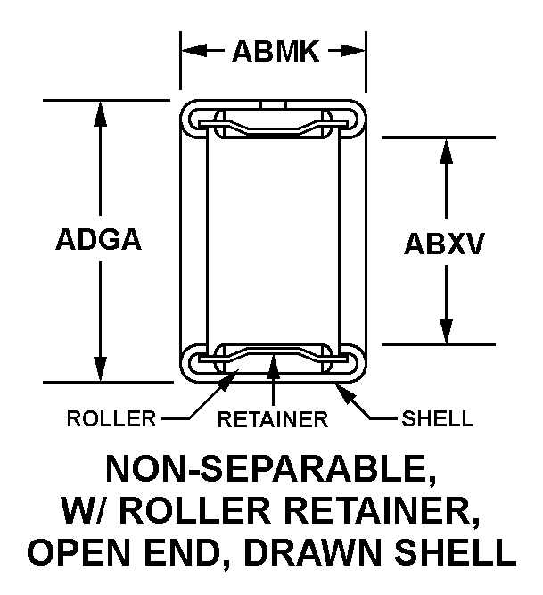 NON-SEPARABLE, WITH ROLLER RETAINER, OPEN END, DRAWN SHELL style nsn 3110-00-007-2924