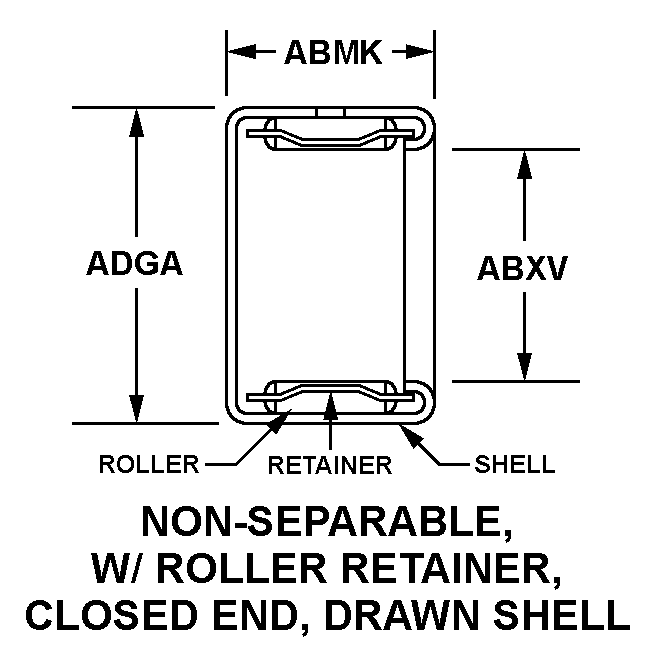 NON-SEPARABLE, WITH ROLLER RETAINER, CLOSED END, DRAWN SHELL style nsn 3110-00-005-6233