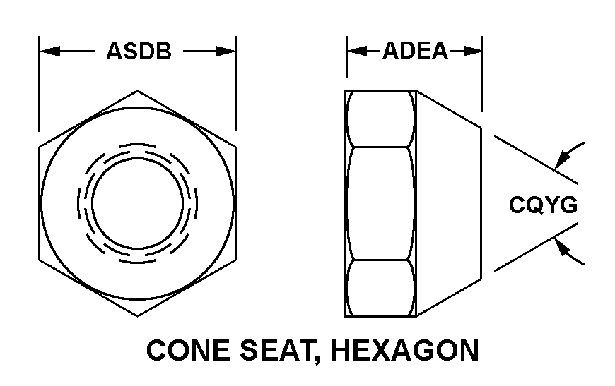 CONE SEAT, HEXAGON style nsn 5310-00-791-9528