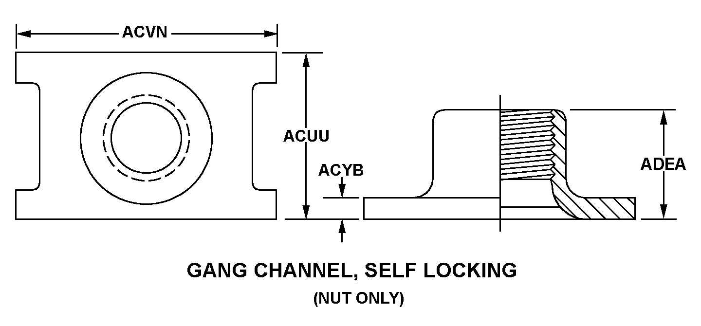 GANG CHANNEL, SELF LOCKING style nsn 5310-00-907-7699