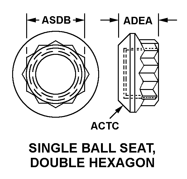 SINGLE BALL SEAT, DOUBLE HEXAGON style nsn 5310-01-040-9359