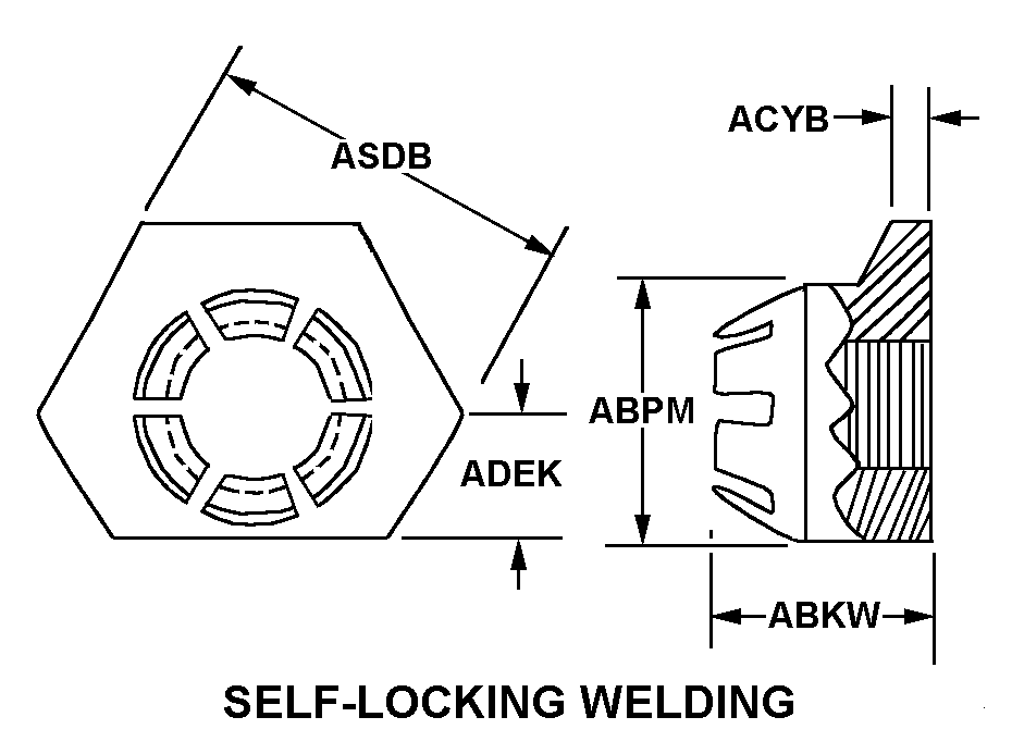 SELF-LOCKING WELDING style nsn 5310-00-962-1476