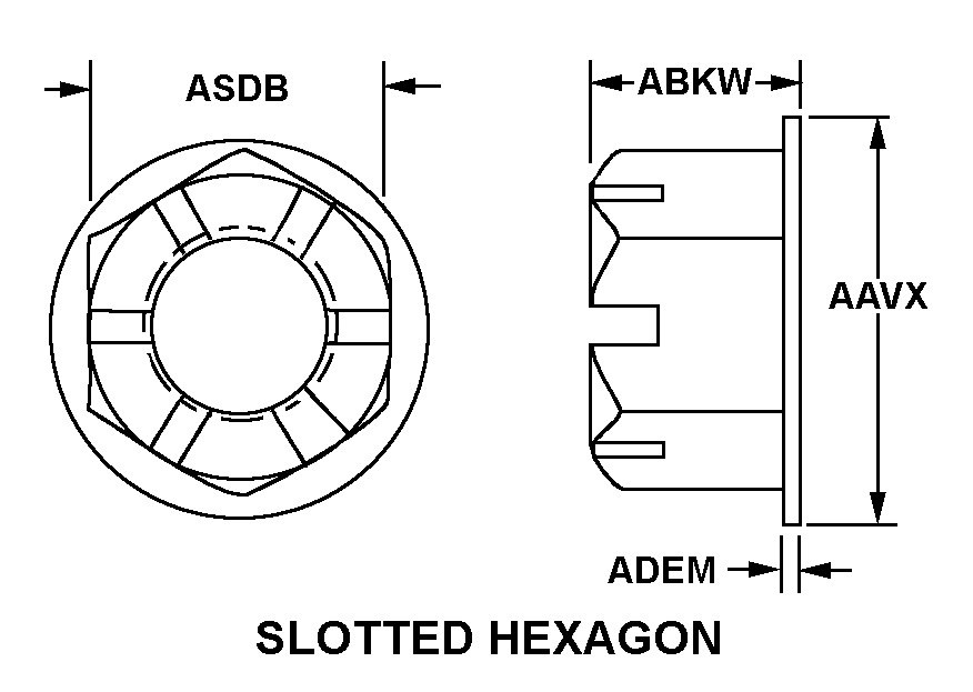 SLOTTED HEXAGON style nsn 5310-01-180-4781