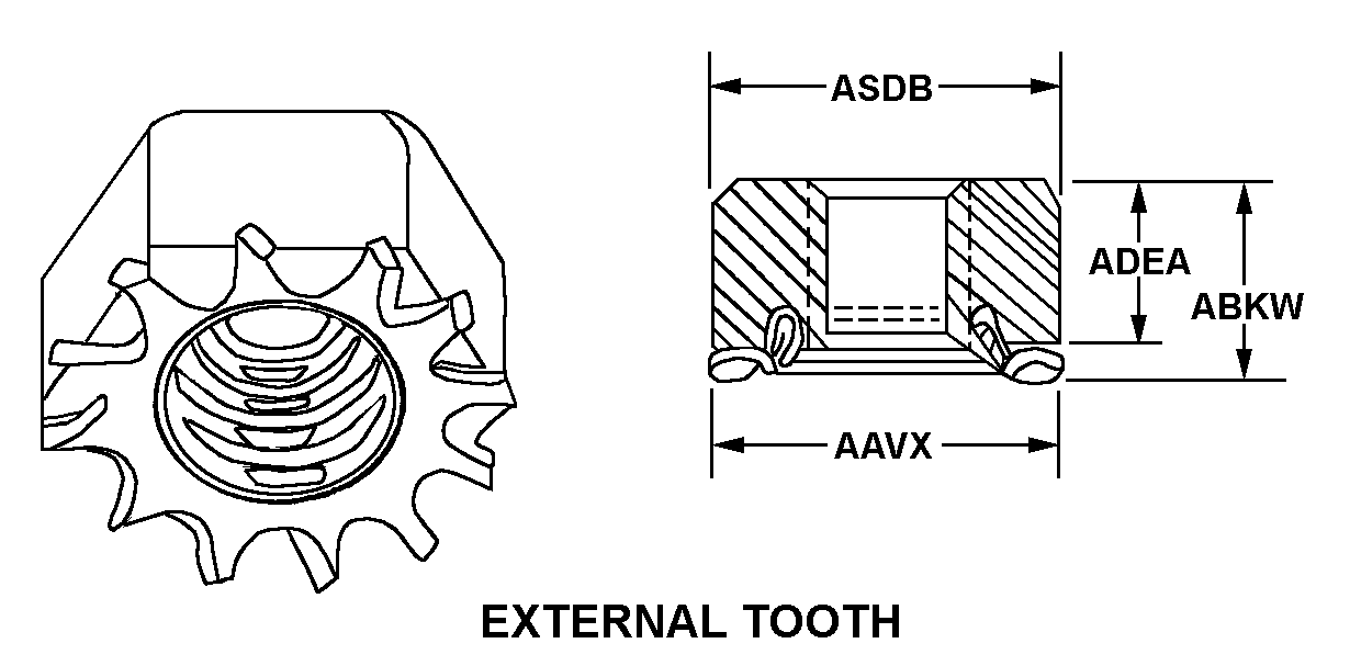 EXTERNAL TOOTH style nsn 5310-01-012-3595