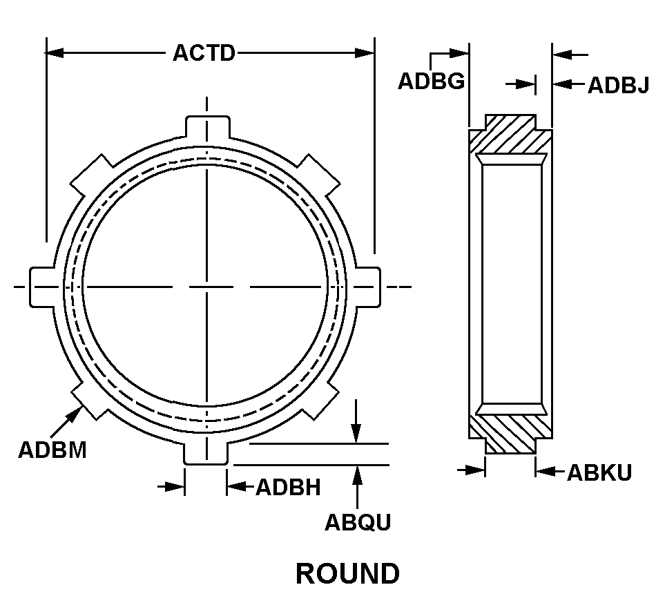 ROUND style nsn 5310-00-490-7532