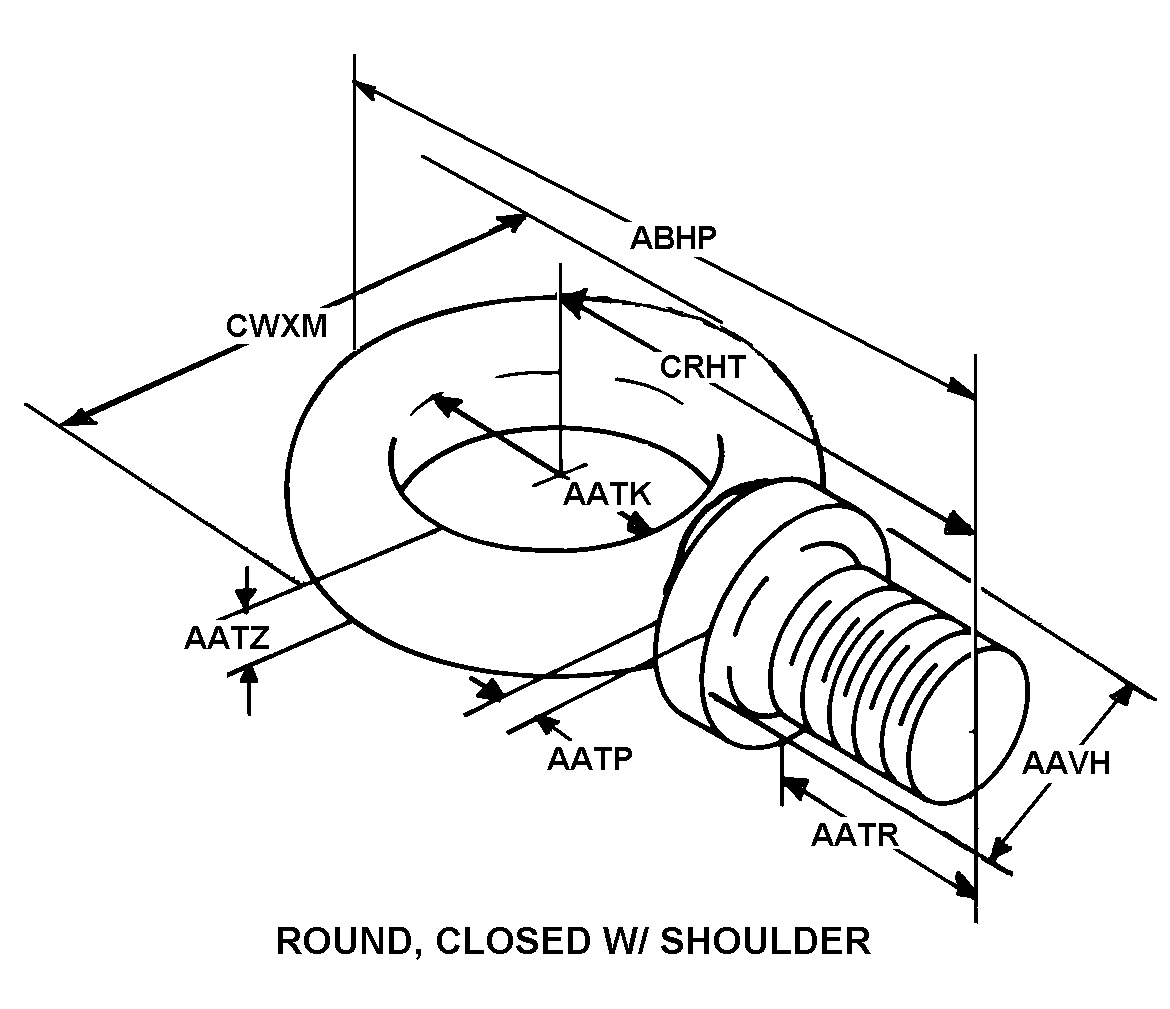 ROUND, CLOSED W/SHOULDER style nsn 5306-00-202-2068