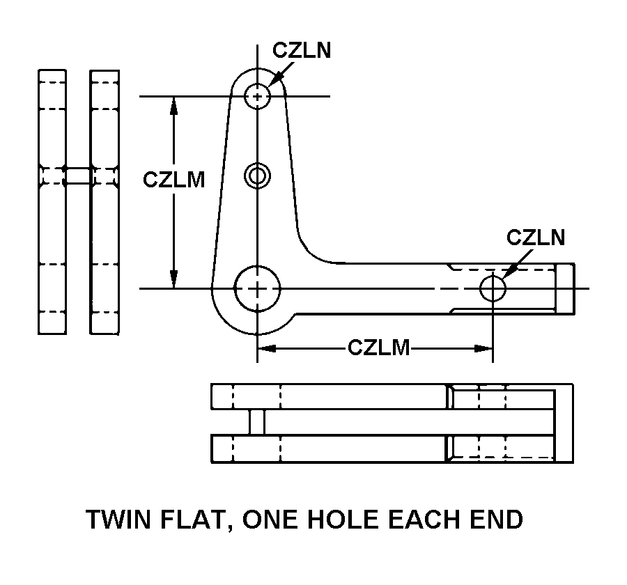 TWIN FLAT, ONE HOLE EACH END style nsn 1680-00-510-4085