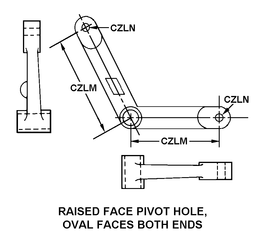 RAISED FACE PIVOT HOLE, OVAL FACES BOTH ENDS style nsn 3040-01-038-2254