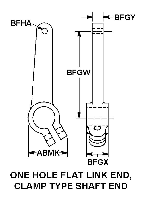 ONE HOLE FLAT LINK END, CLAMP TYPE SHAFT END style nsn 3040-01-110-4311