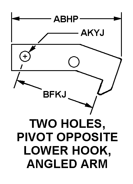 TWO HOLES, PIVOT OPPOSITE LOWER HOOK, ANGLED ARM style nsn 3040-01-023-7833