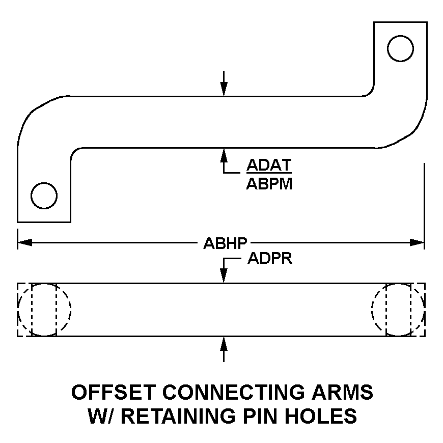 OFFSET CONNECTING ARMS W/RETAINING PIN HOLES style nsn 3040-01-445-1651