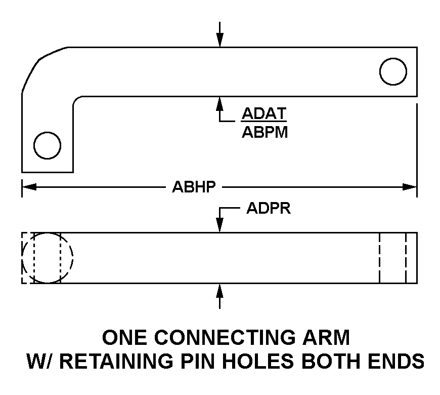 ONE CONNECTING ARM W/RETAINING PIN HOLES BOTH ENDS style nsn 3040-01-432-9577